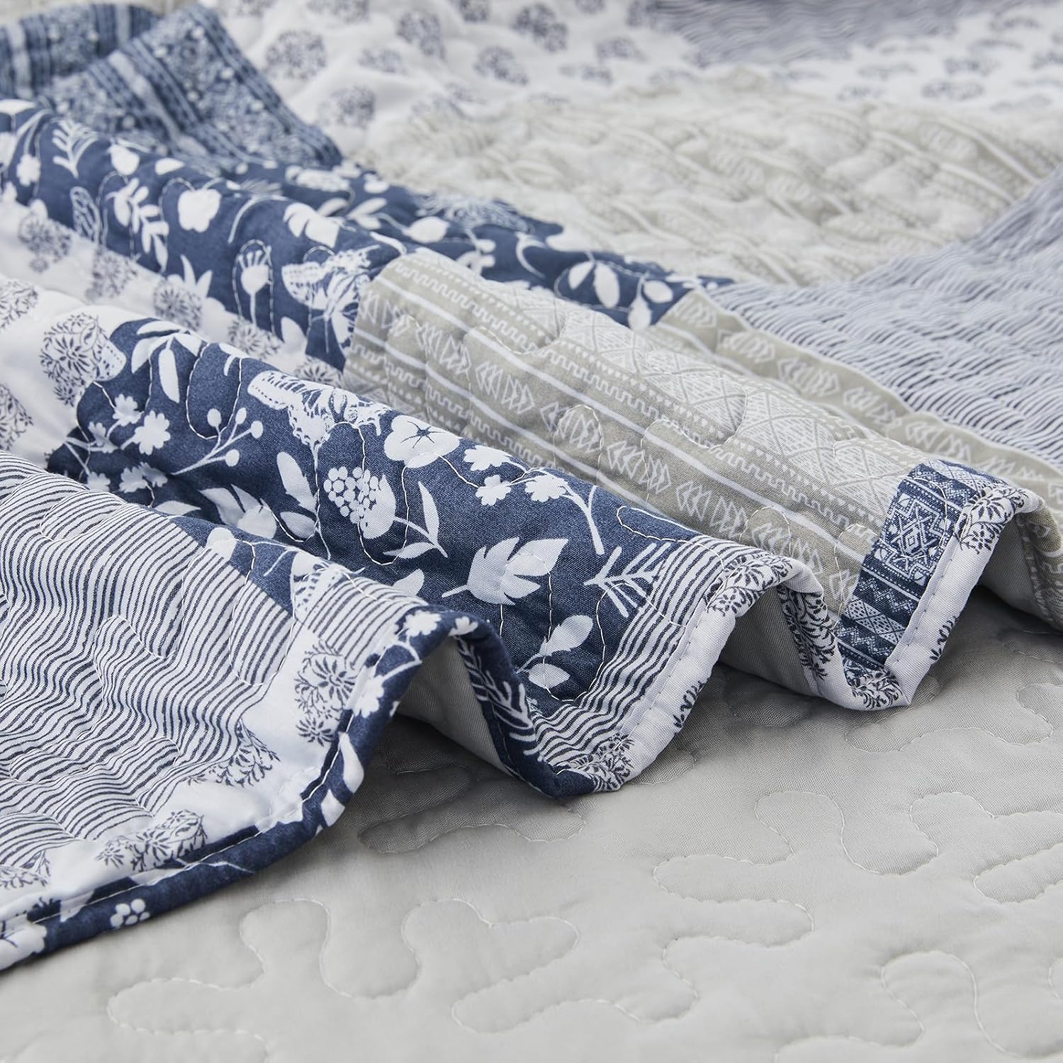 Navy Plaid Oversized King Quilt Set