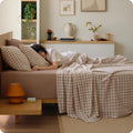 Brown Gingham Queen 6-Piece Sheet Set