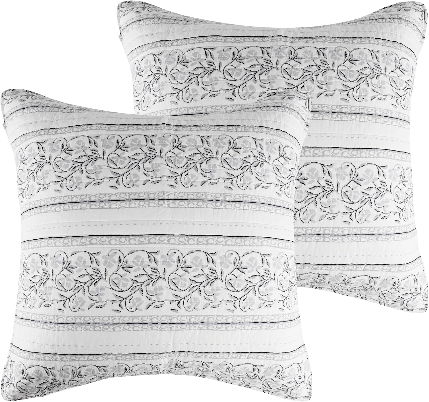 Blue Navy White Floral Adare Euro Pillow Sham