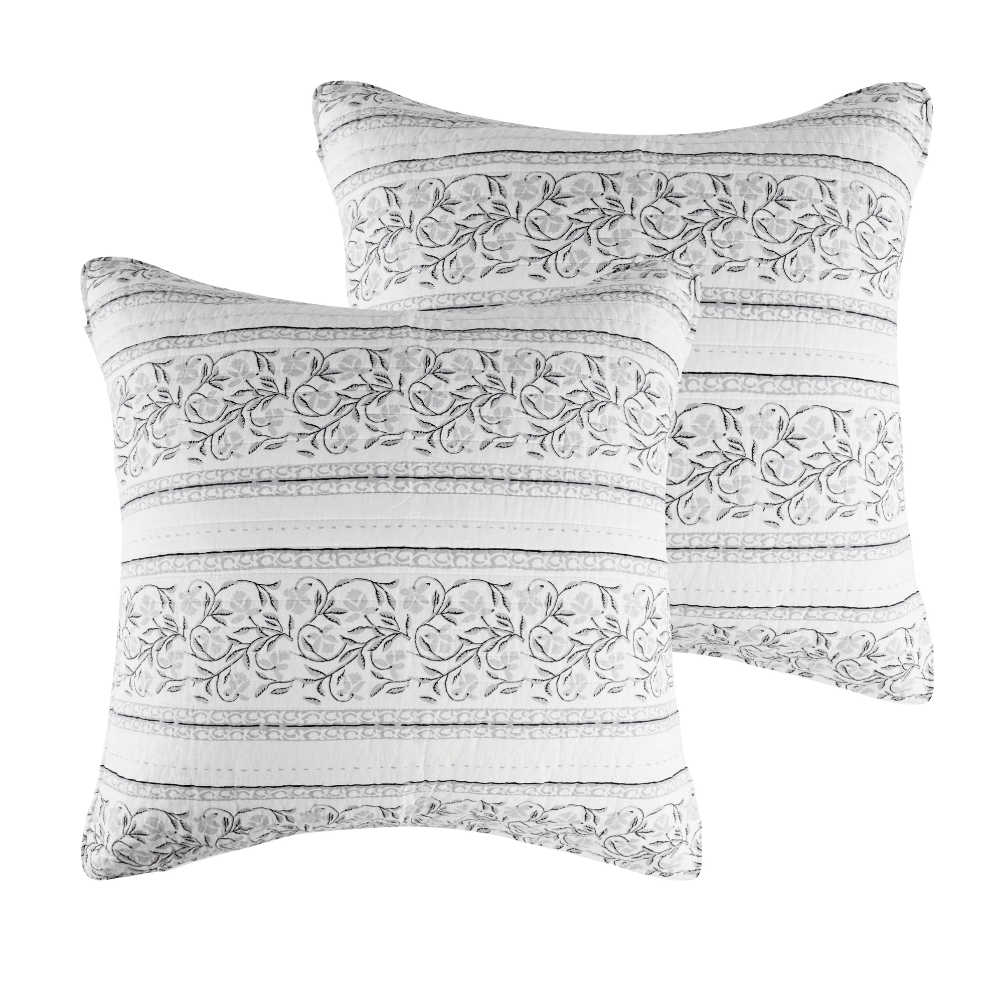 Blue Navy White Floral Adare Euro Pillow Sham
