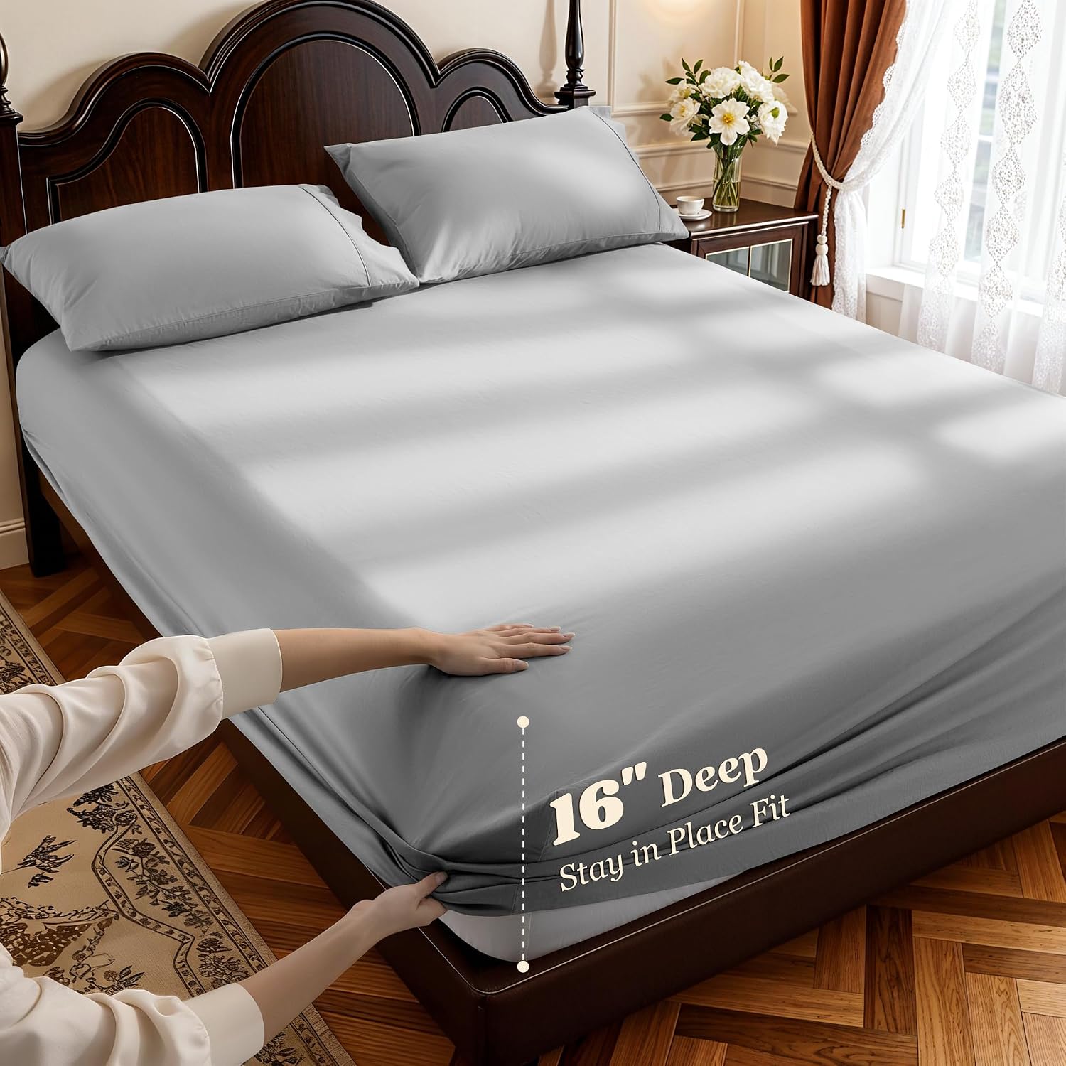 Grey 1000TC Egyptian Cotton King Sheets