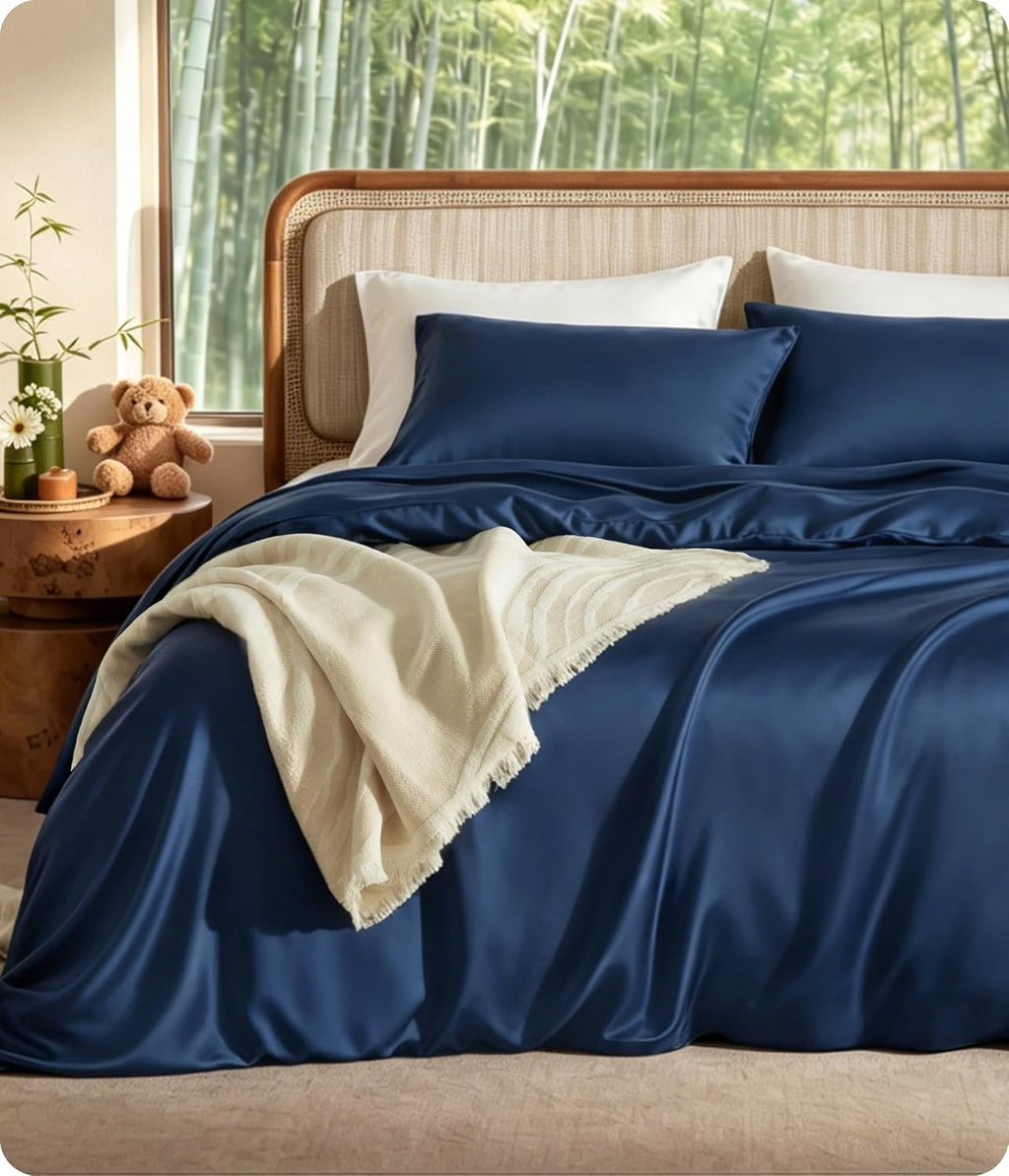 Navy Bamboo Viscose King Duvet Set