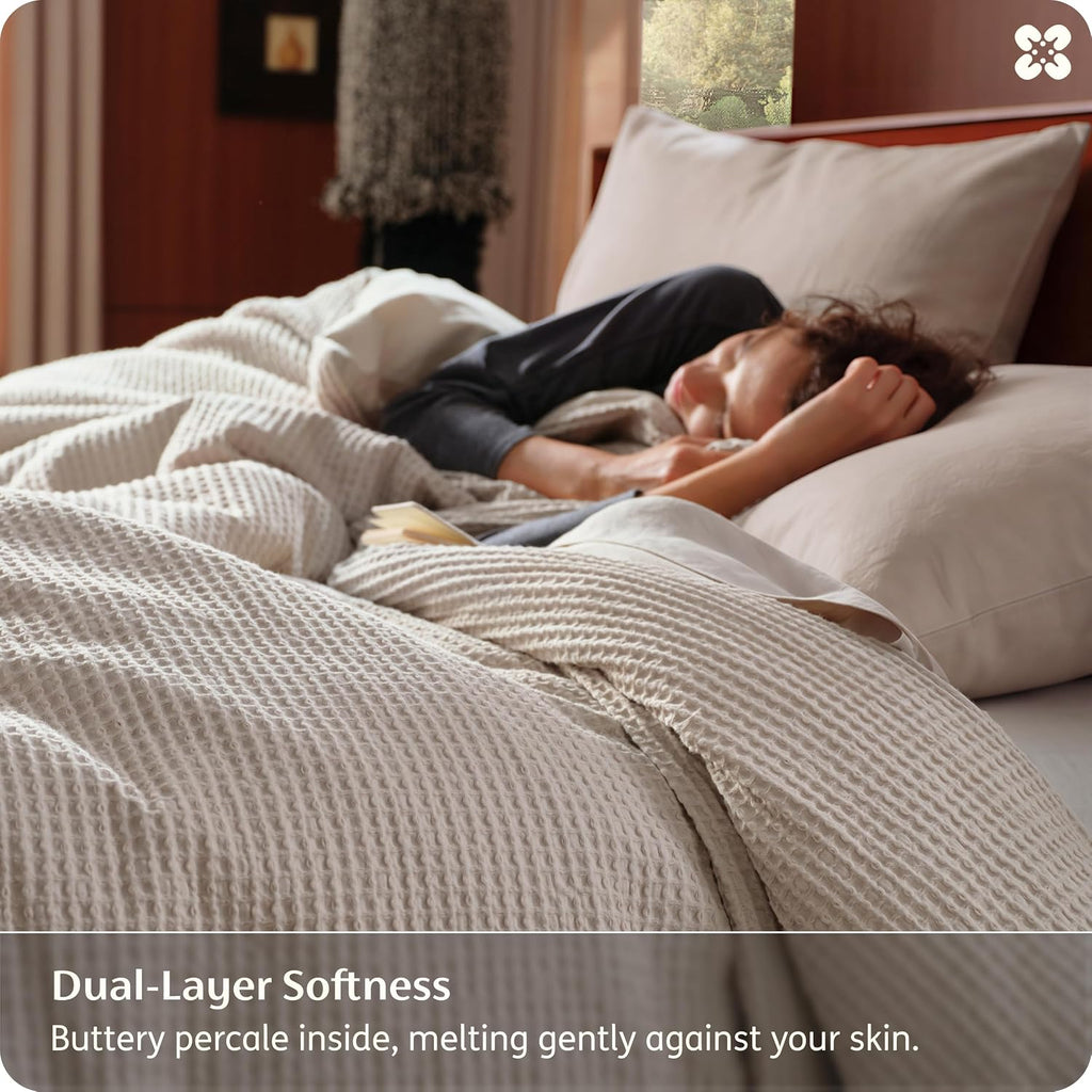 Waffle Weave Cotton Queen Duvet Cover