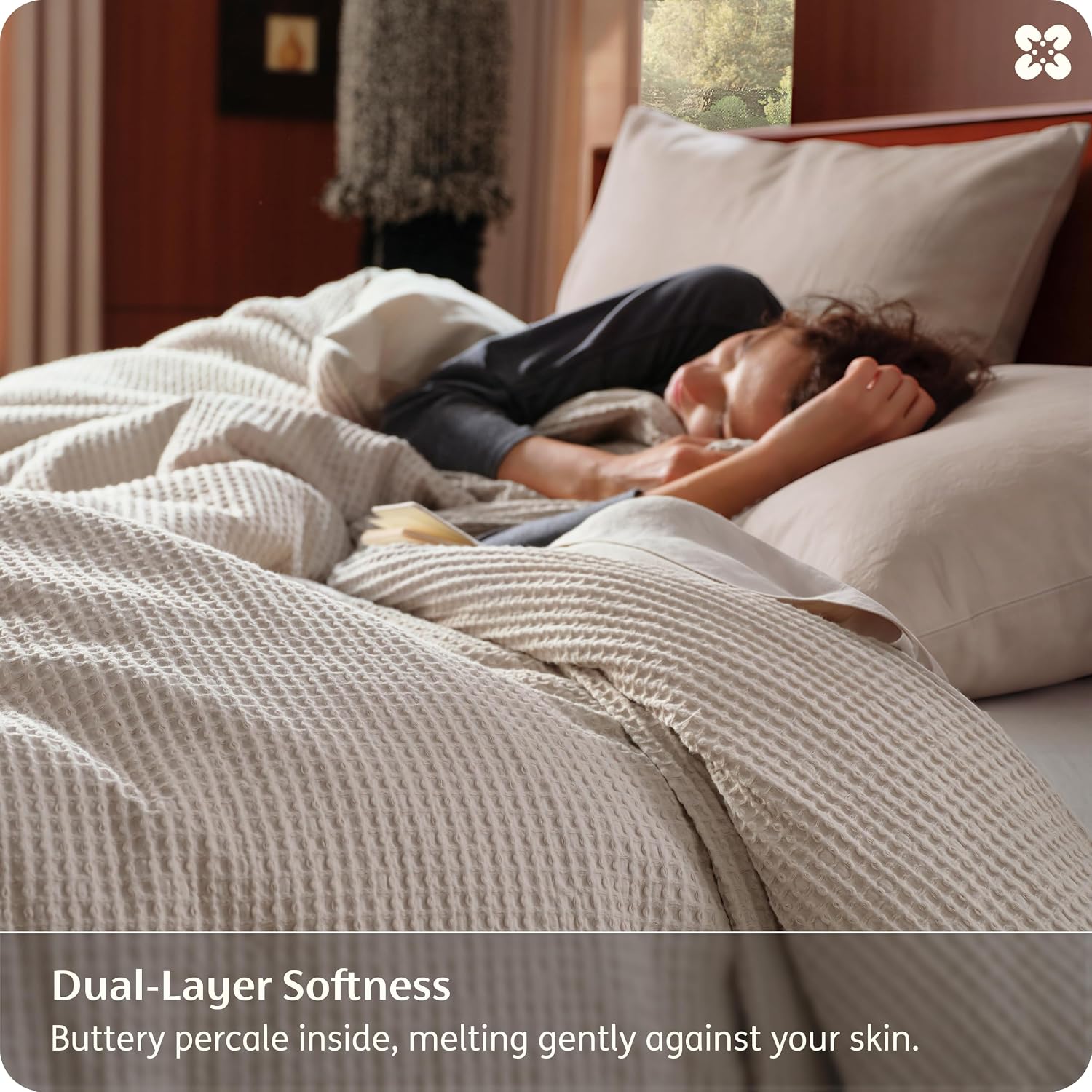 Waffle Weave Cotton Queen Duvet Cover