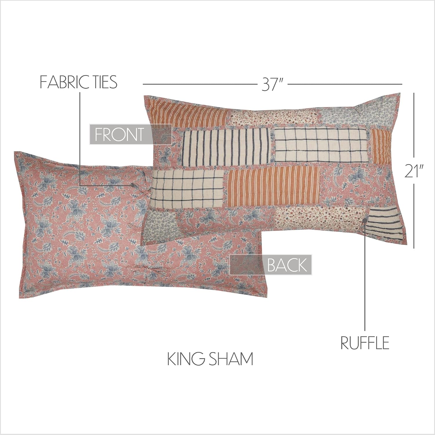 Kaila Vintage Farmhouse Patchwork King Pillow Sham