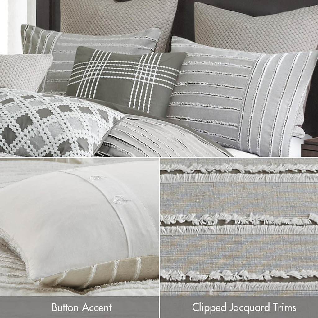 Grey Stripe Jacquard King Comforter Set