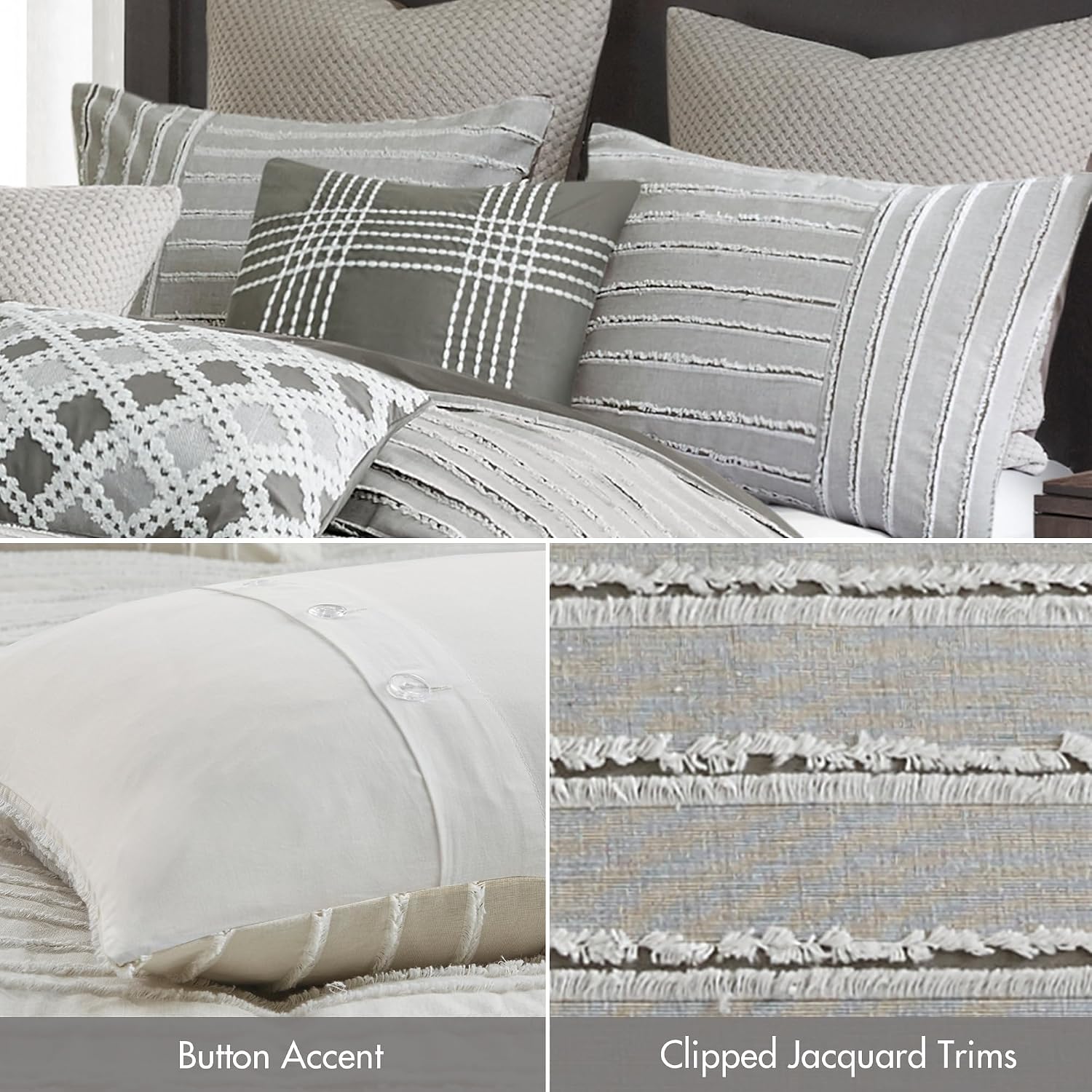 Grey Stripe Jacquard King Comforter Set