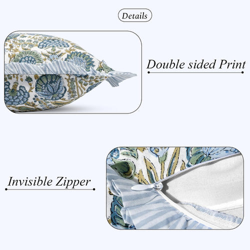 Asparagus Green Ruffled Block Print Standard Pillow Sham
