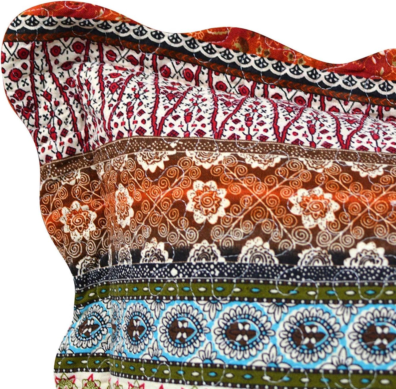 Boho Striped Quilted Standard Pillow Shams Set of 2