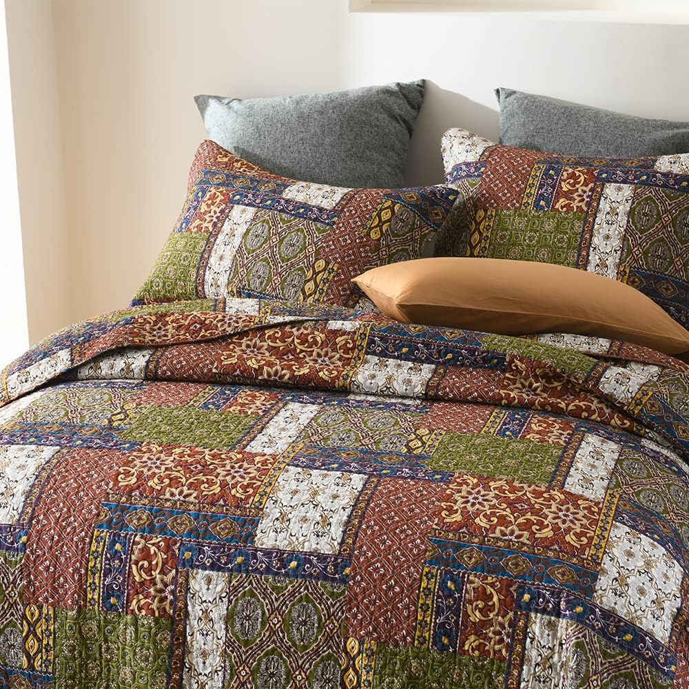Brown Bohemian King Cotton Quilt Set