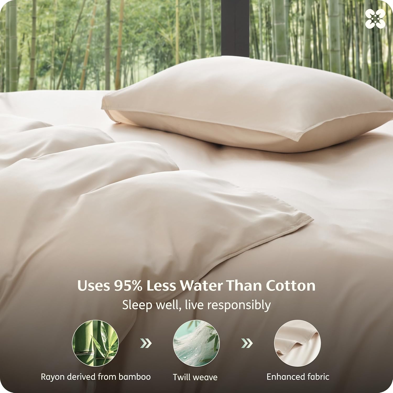Beige Cooling Bamboo Viscose Queen Duvet Set