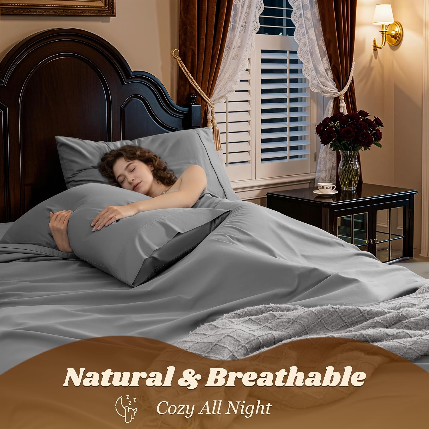 Grey 1000TC Egyptian Cotton King Sheets