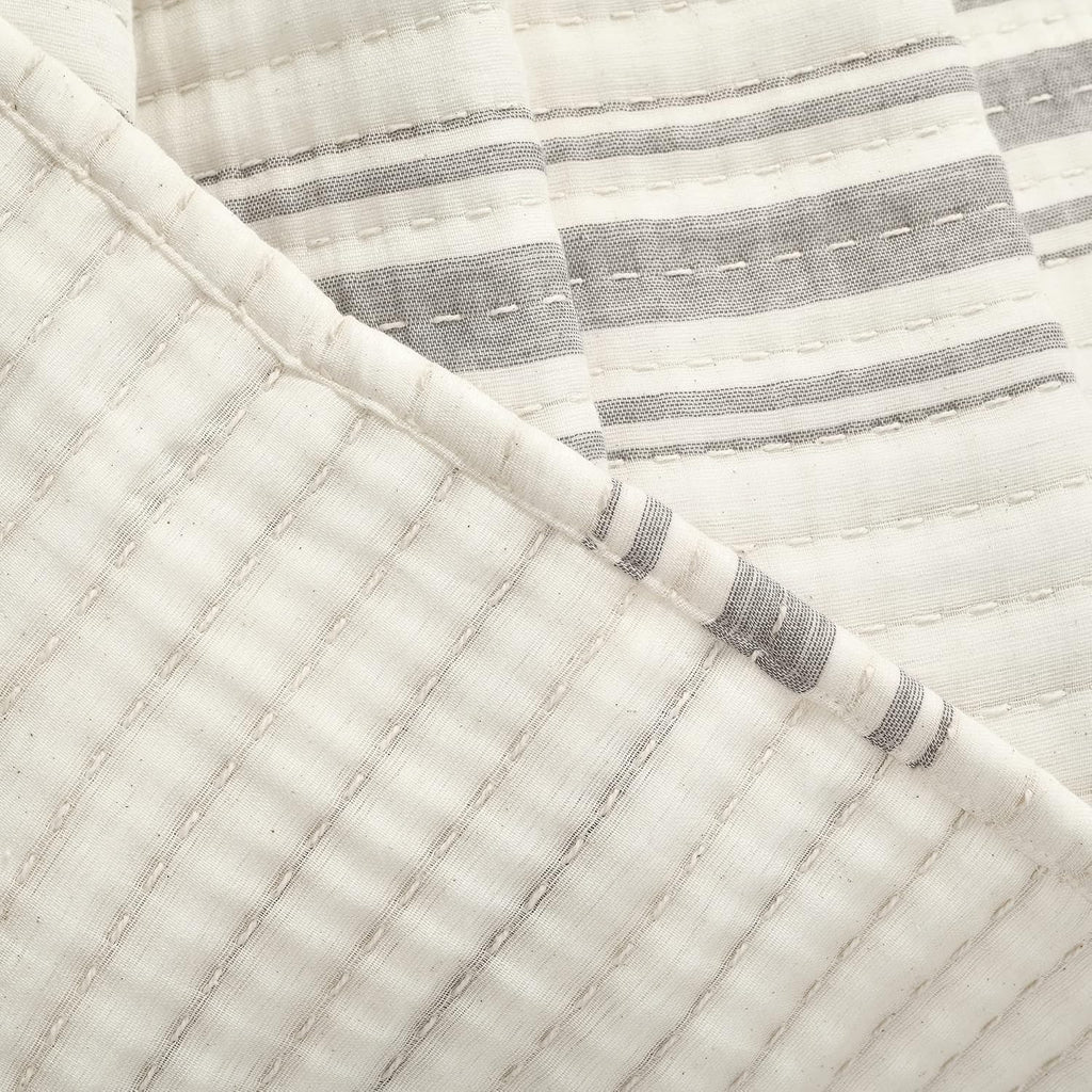 Gray Stripe Cotton Queen Quilt