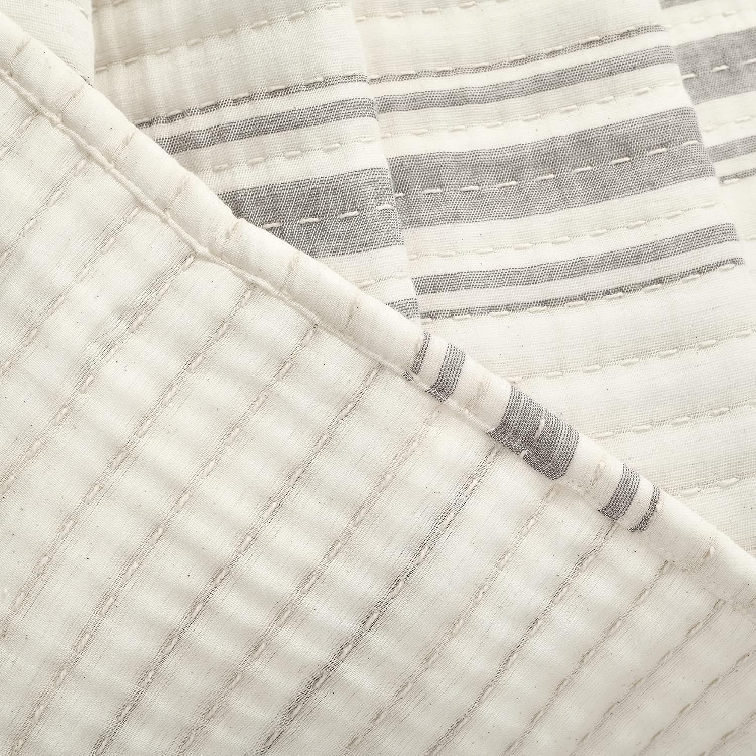 Gray Stripe Cotton Queen Quilt