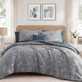 Navy Crinkle Queen 7-Piece Bedding Set