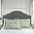 Agate Green Ruffled Block Print Queen Pillow Shams Set of 2