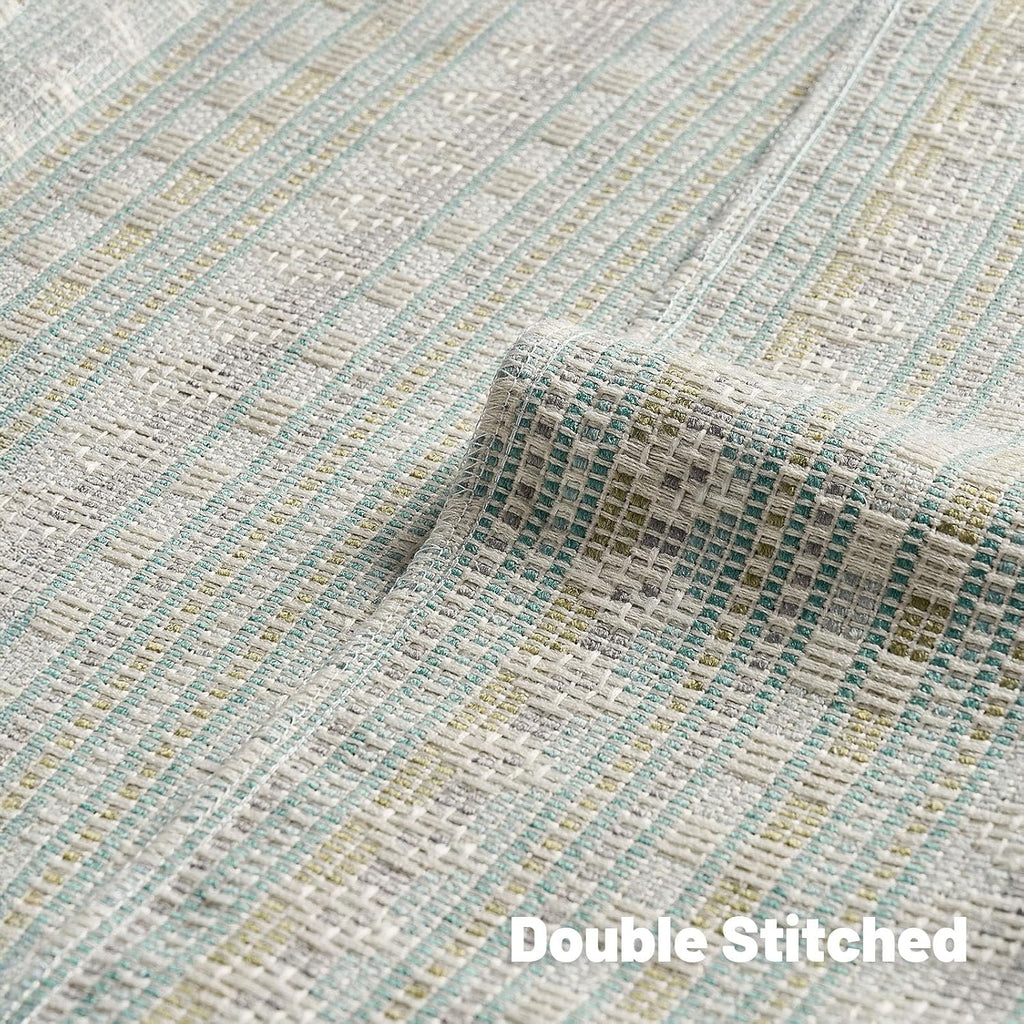 Green Blue Chenille Jacquard Euro Throw Pillow Covers Set of 2