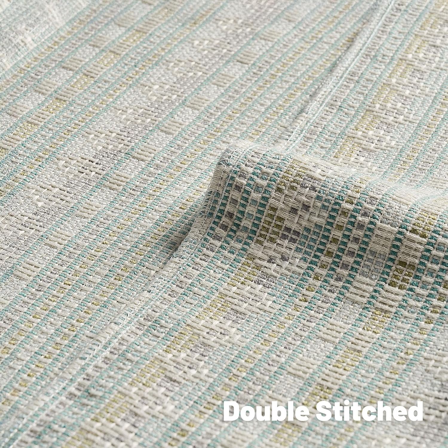 Green Blue Chenille Jacquard Euro Throw Pillow Covers Set of 2