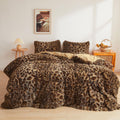 Brown Cheetah Faux Fur Queen Duvet Set