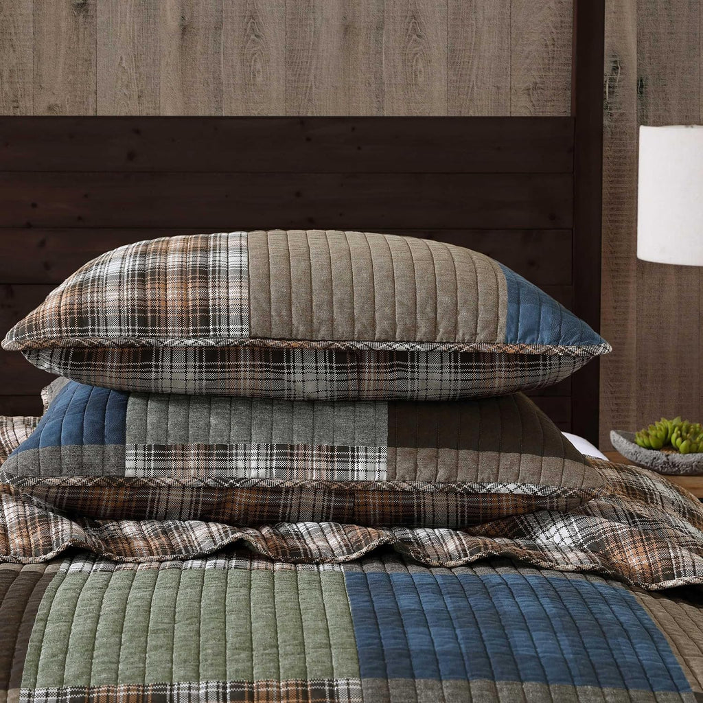Green Patchwork Queen Cotton Quilt Set