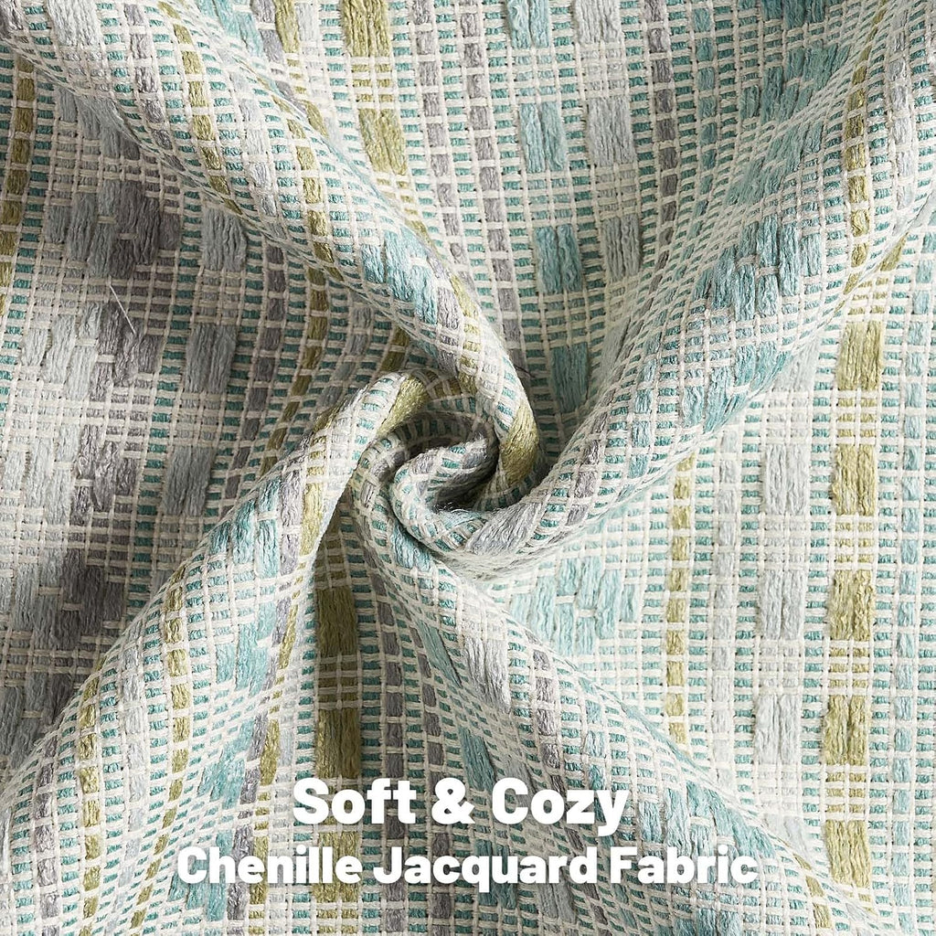 Green Blue Chenille Jacquard Euro Throw Pillow Covers Set of 2