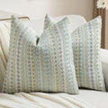 Green Blue Chenille Jacquard Euro Throw Pillow Covers Set of 2