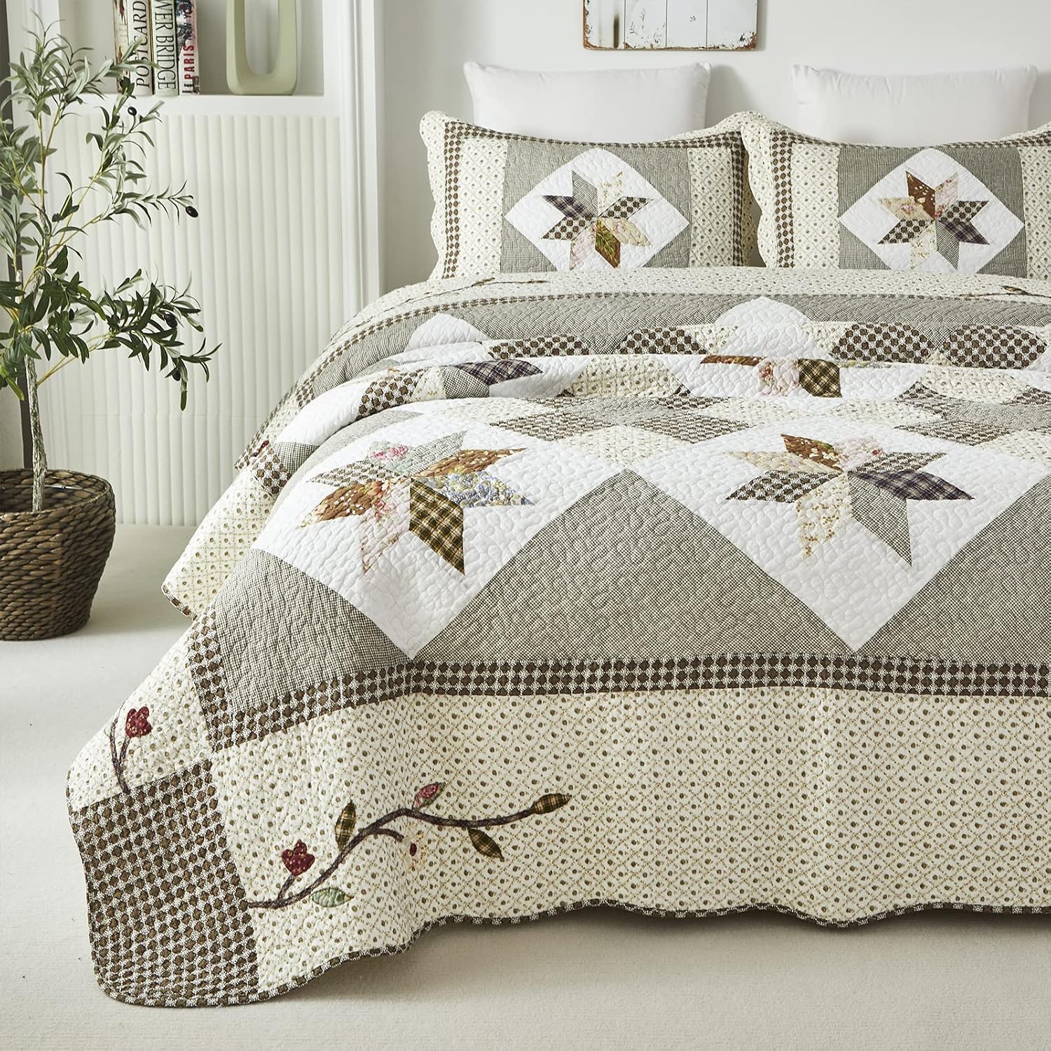 Farmhouse Patchwork Cotton King Quilt Set
