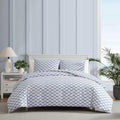 Blue Woodblock Fish Queen Duvet Set