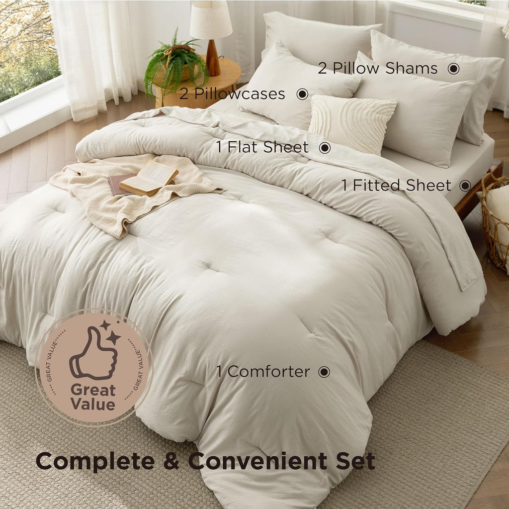 Beige Queen 7-Piece Marshmallow Bedding Set