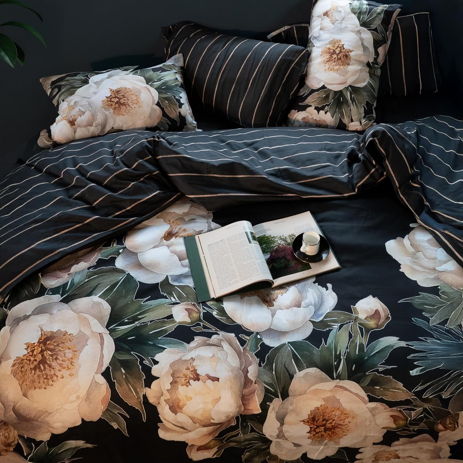 Midnight Bloom Queen Cotton Duvet Set