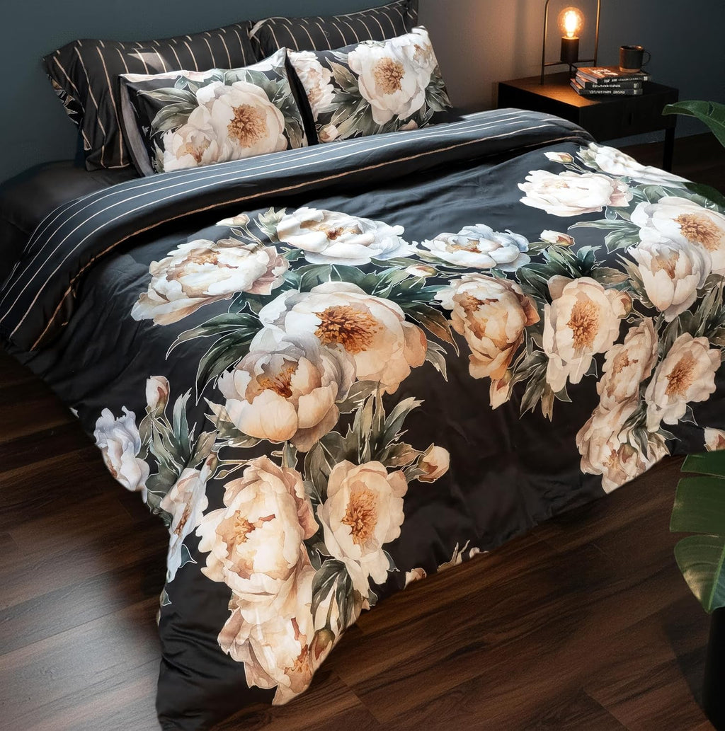 Midnight Bloom Queen Cotton Duvet Set