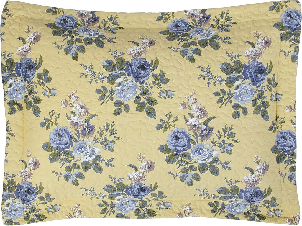 Yellow Reversible Cotton King Quilt Set