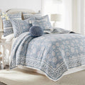 Blue Floral Cotton King Quilt Set
