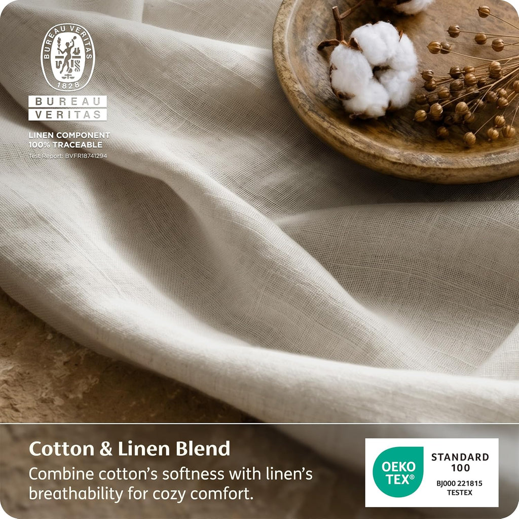 Cotton Linen Blend Queen Sheet Set