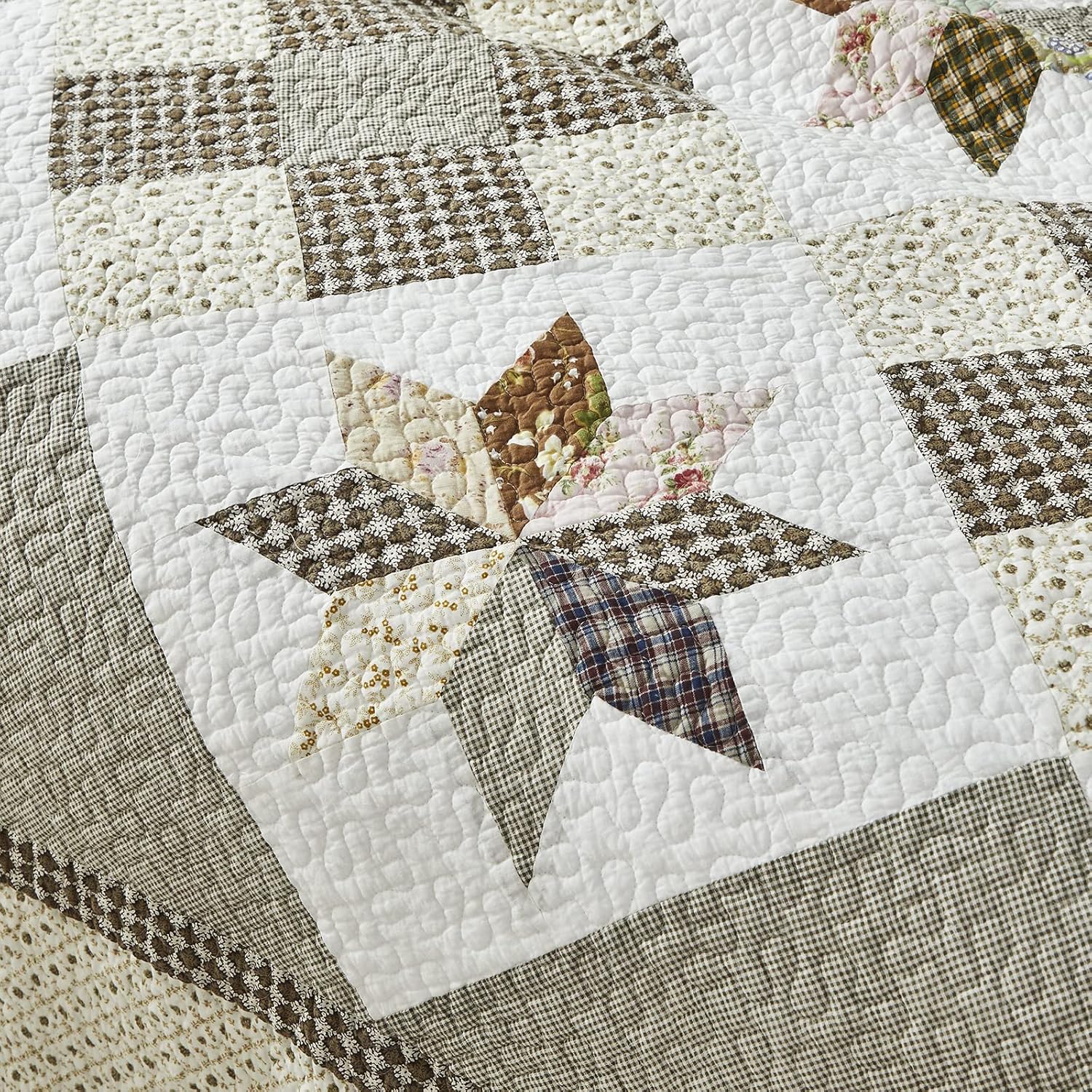 Farmhouse Patchwork Cotton King Quilt Set
