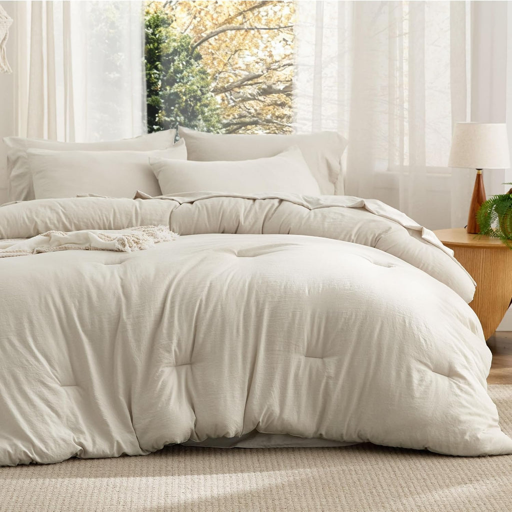 Beige Queen 7-Piece Marshmallow Bedding Set