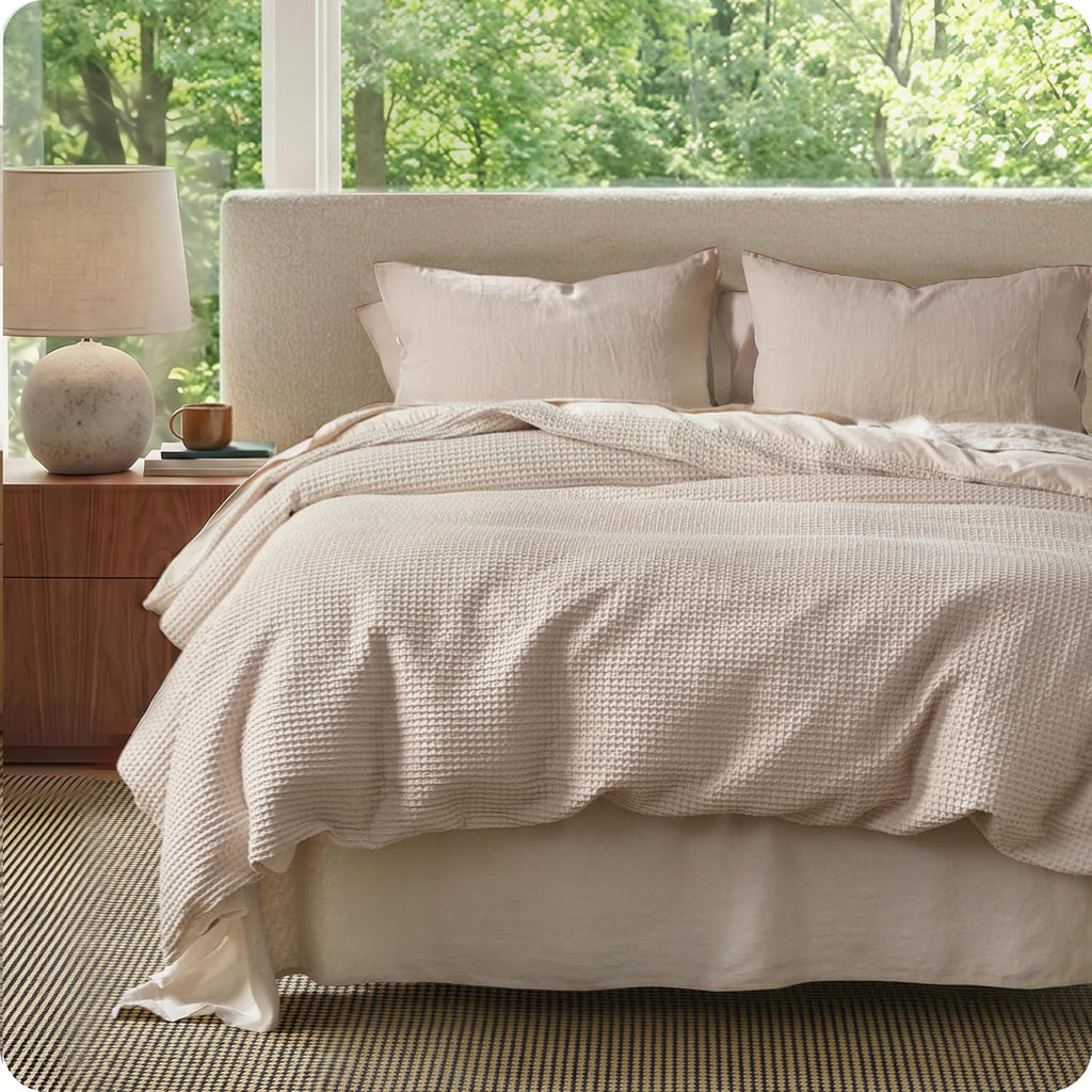 Waffle Weave Cotton Queen Duvet Cover