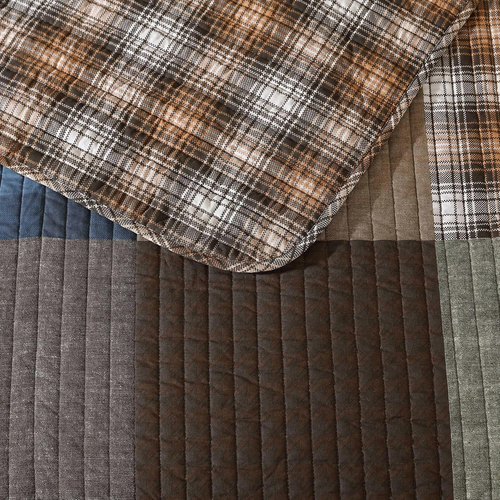 Green Patchwork Queen Cotton Quilt Set
