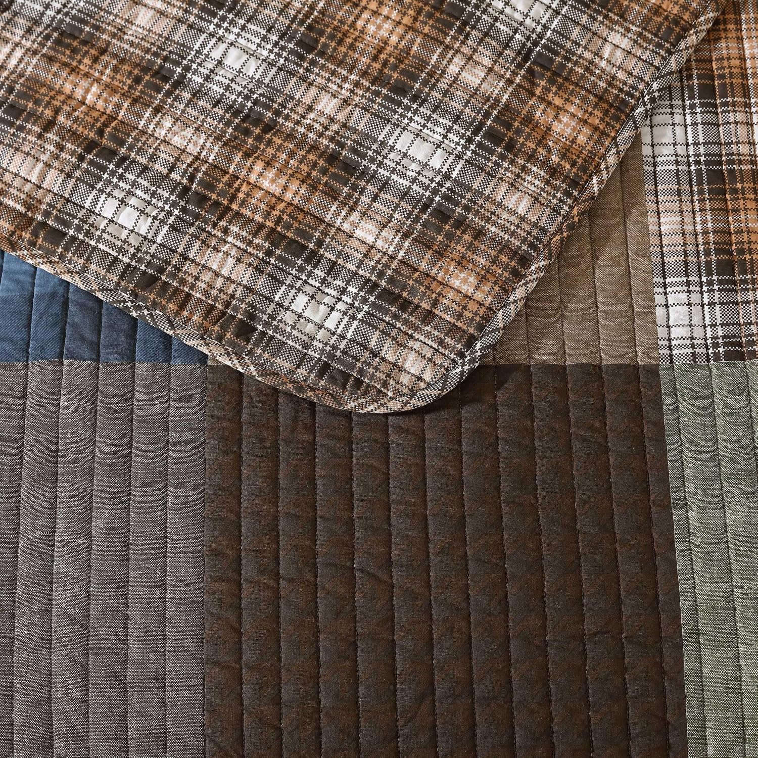 Green Patchwork Queen Cotton Quilt Set