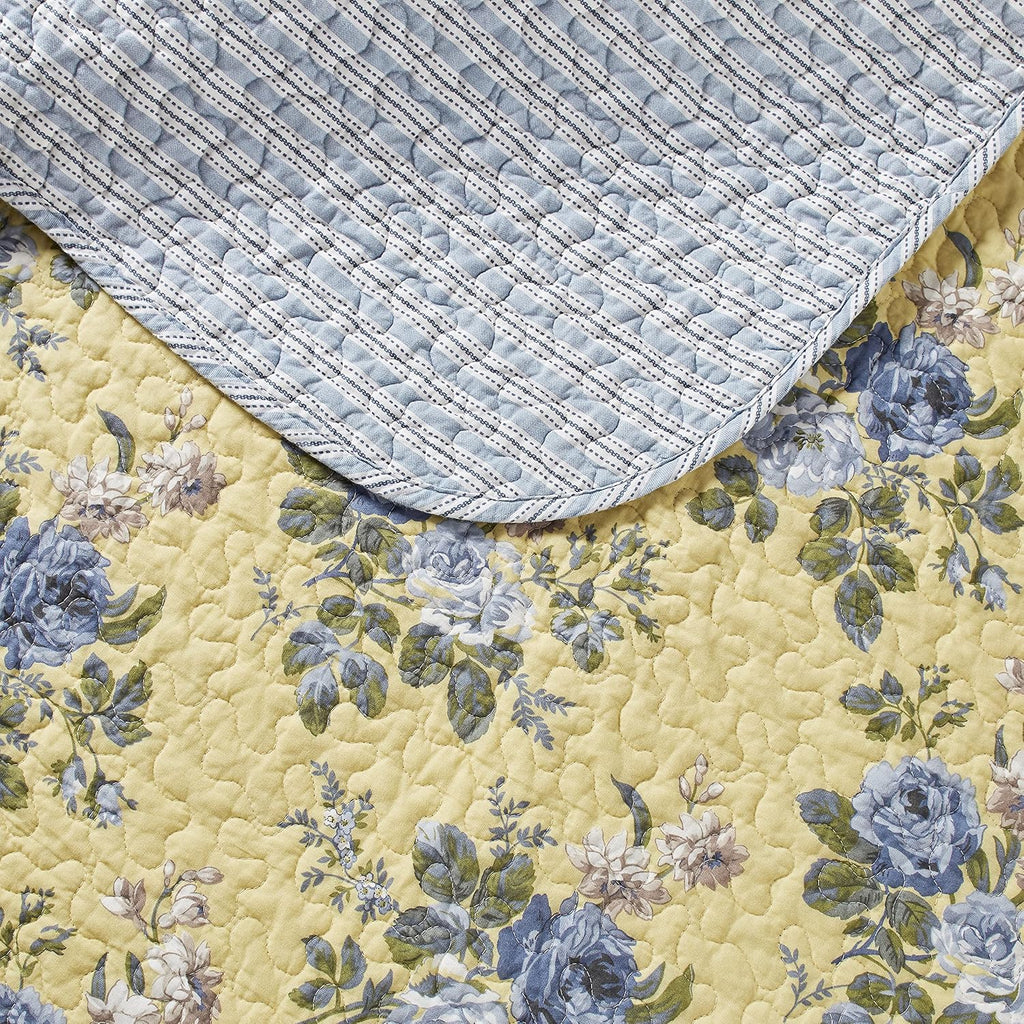 Yellow Reversible Cotton King Quilt Set